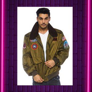 TOP GUN MEN'S NYLON BOMBER JACKET | INTERCHANGEABLE NAME BADGES.